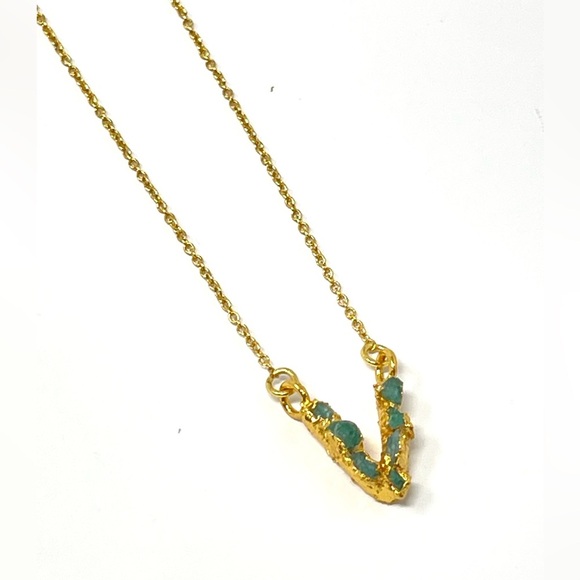 Anthropologie Jewelry - New Anthropologie Fenomena Emerald Monogram Pendant Necklace V